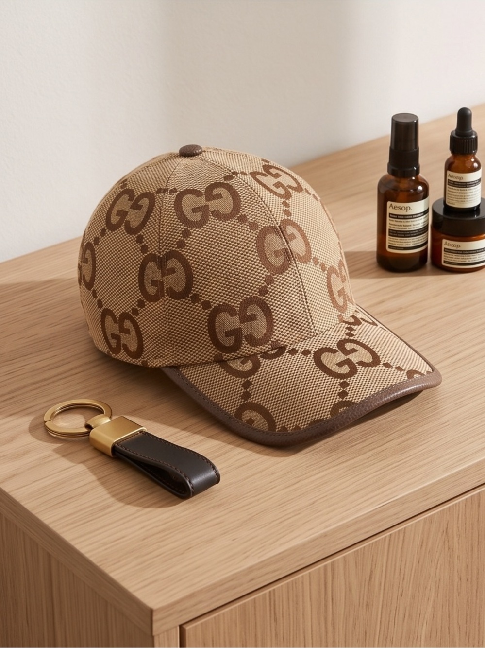 Gucci Beige and Brown GG Canvas Baseball Cap
